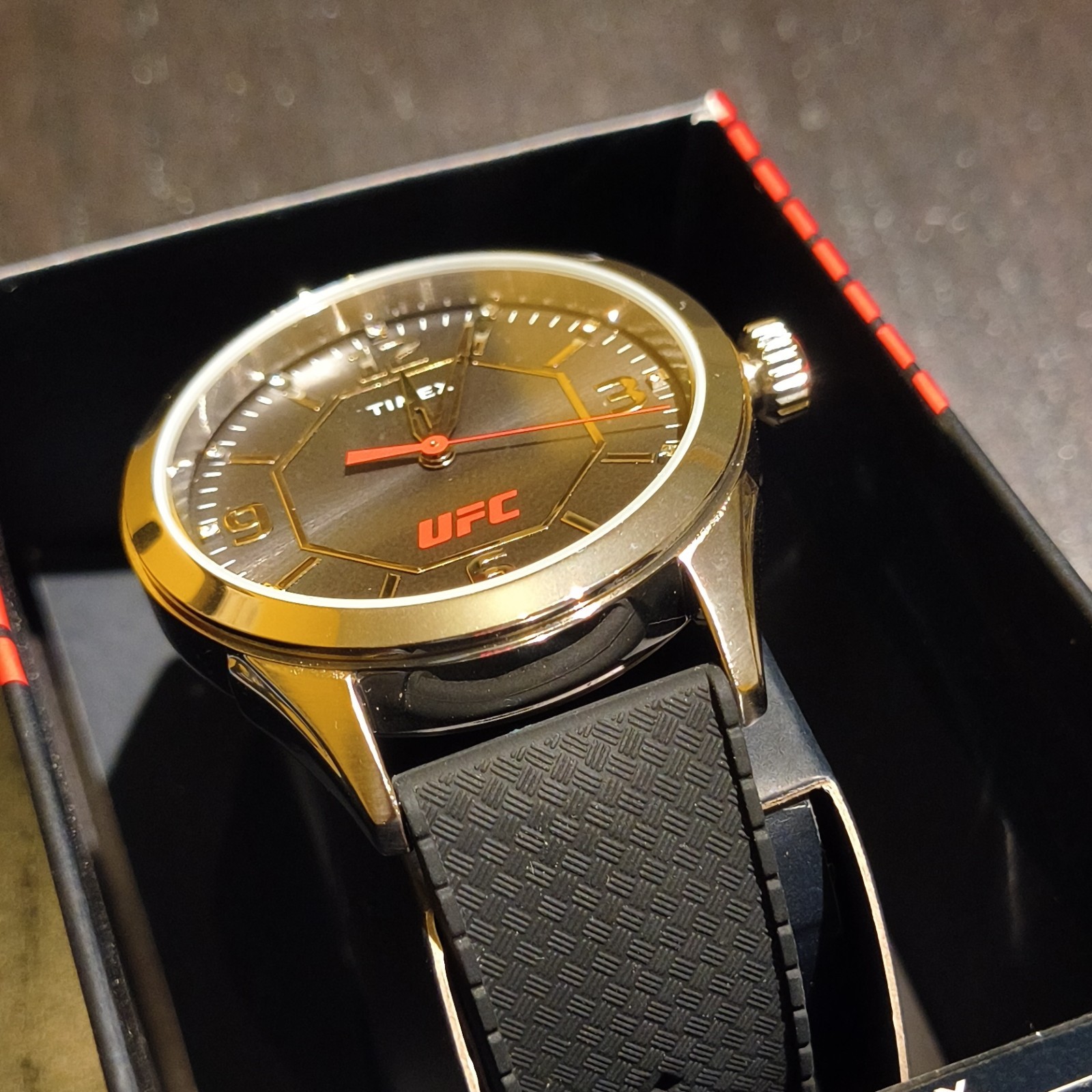 Timex UFC Men’s 45mm Analog Quartz Watch Indiglo Black Silicone Strap WR30m