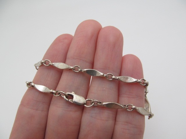 925 Sterling Silver Tapered Barleycorn 3.50mm Bar Chain Link Bracelet 8.25 In