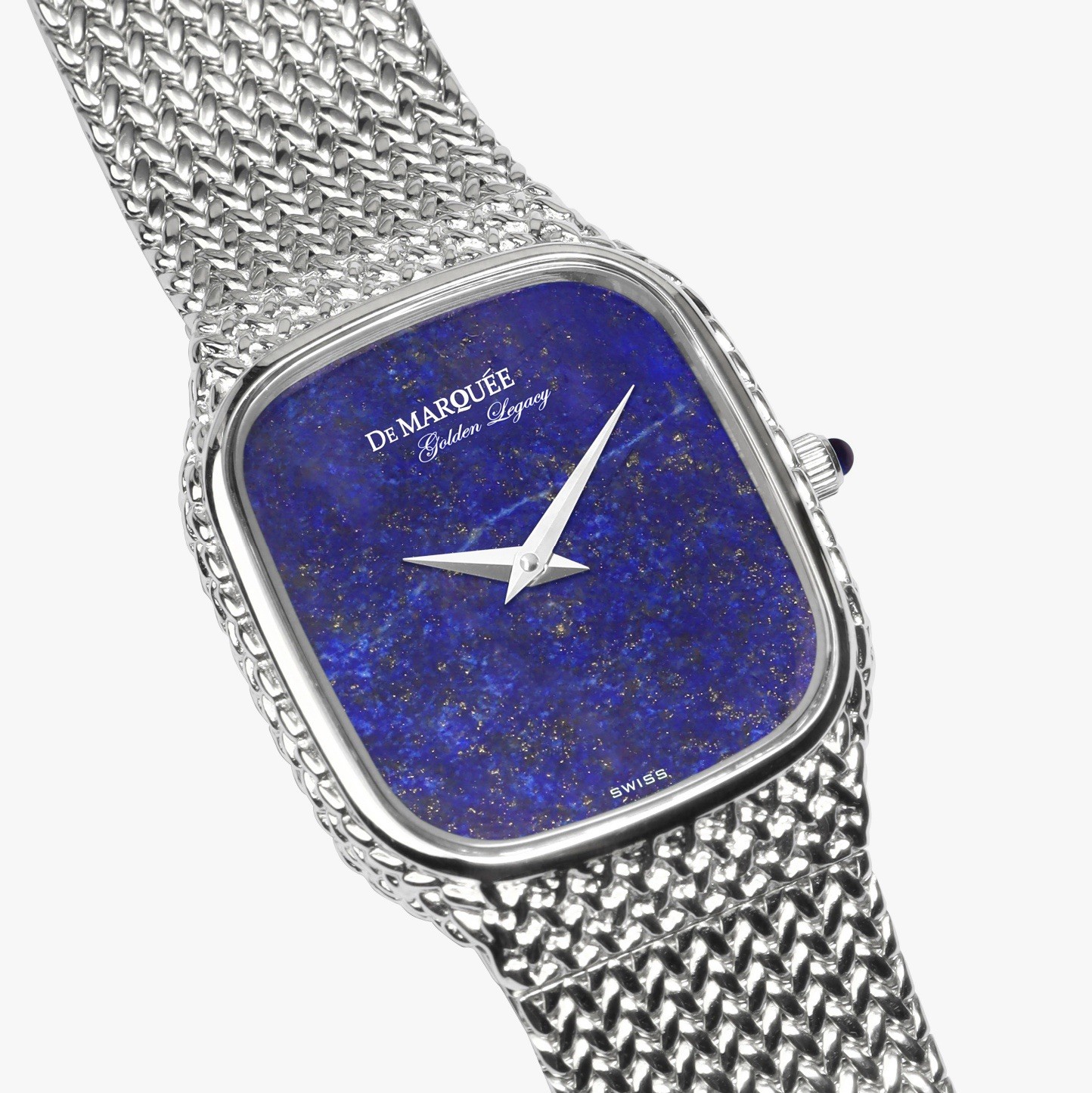 De Marquée Midnight Royal Lapis Lazuli Stone Dial Sterling Sliver Swiss Quartz