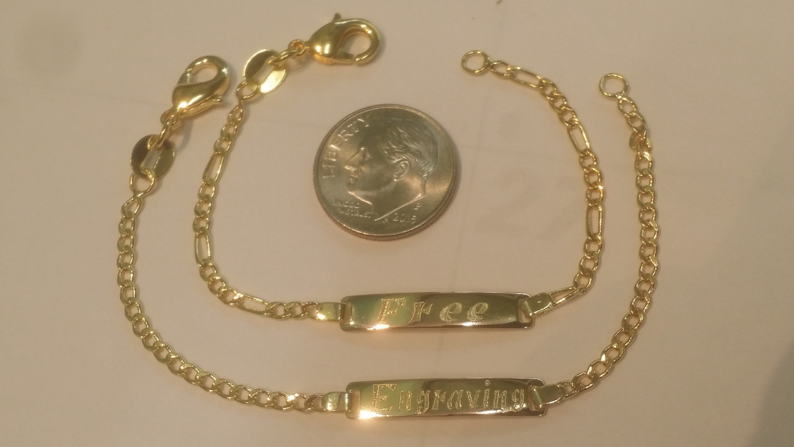 14kt Gold Filled Baby ID Bracelet With Free Engraving 5″ Figaro & Cuban