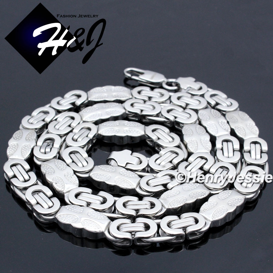 24″MEN Stainless Steel 8mm Silver Flat Byzantine Box Chain Necklace Bracelet SET