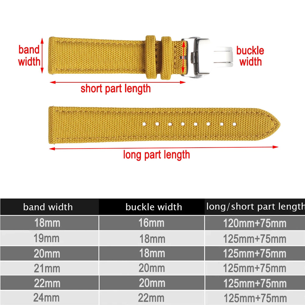 Quick Release Nylon Sailcloth Watch Strap 20mm 22mm Butterfly Buckle Band