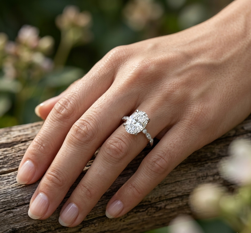 5.25 CT Oval & Round Cut Moissanite 7 Stone Engagement Ring 925 Silver for Women