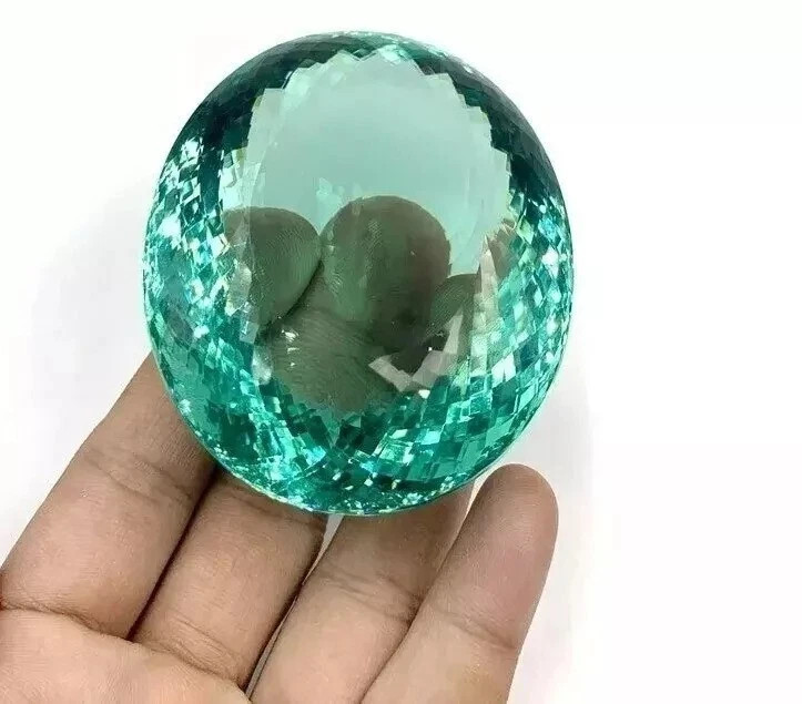 Ocean Blue 105 Ct Certified Huge Topaz Oval Cut Brazilian Natural Gemstone