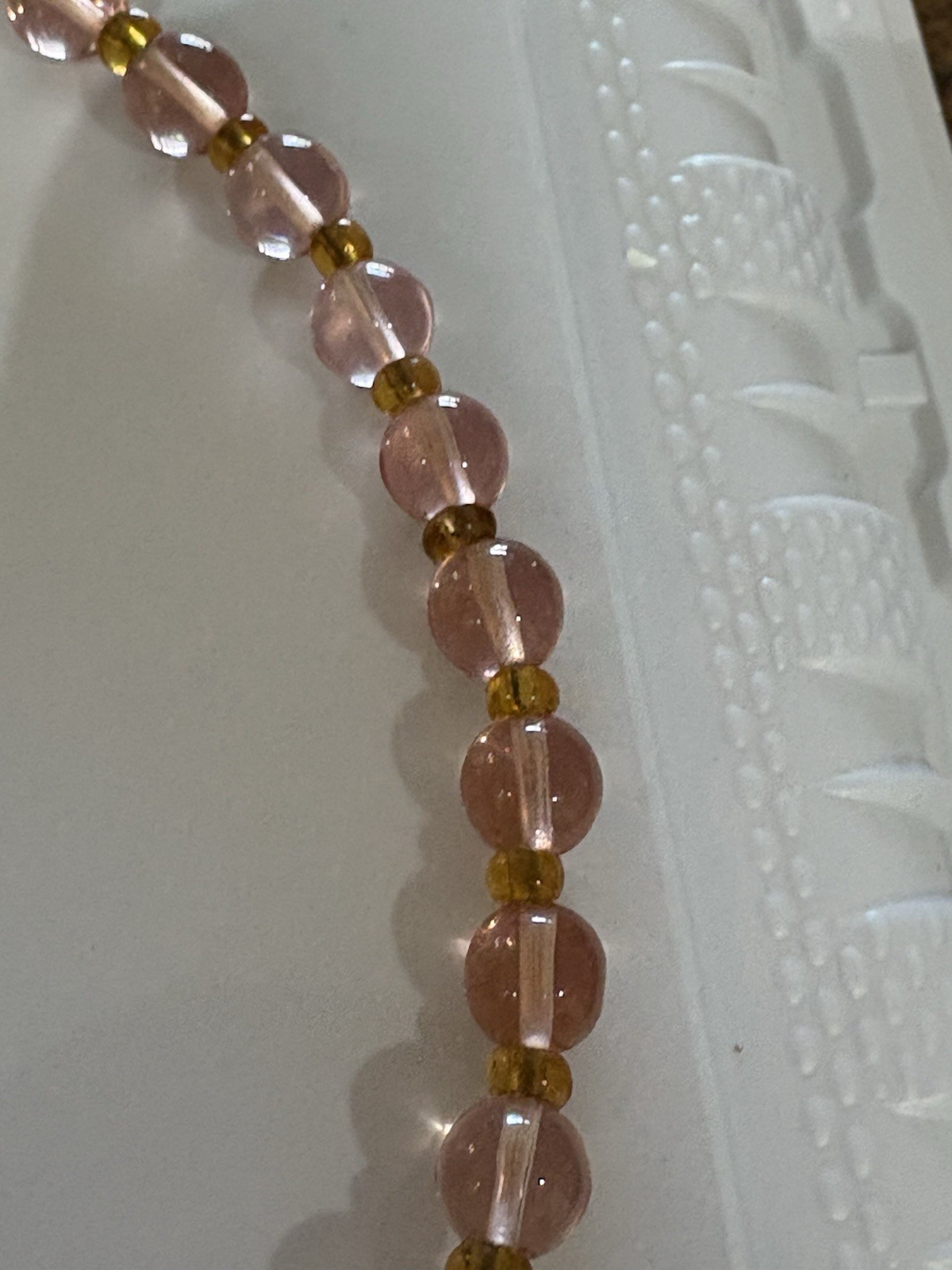 Vintage Italian Venitian Flower Necklace Pink Color