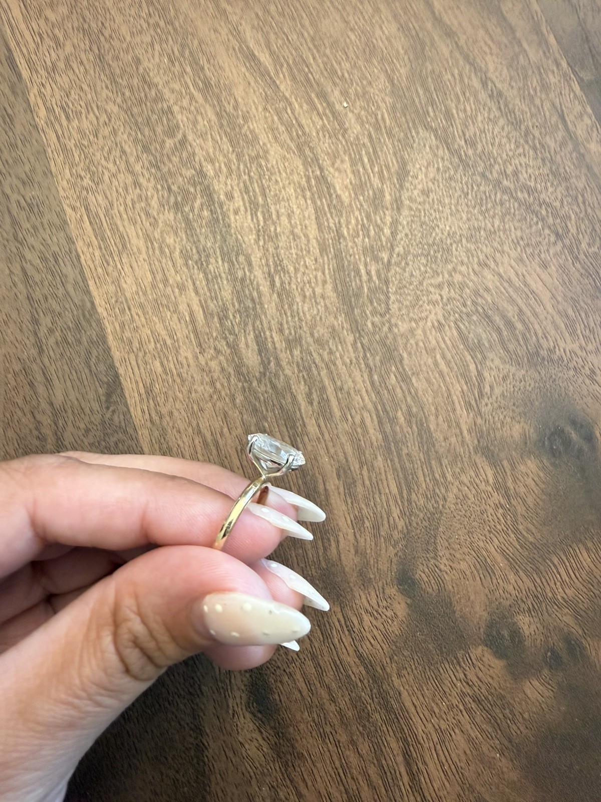14 karat gold solitaire oval lab grown diamond ring 3.08 carats size 6