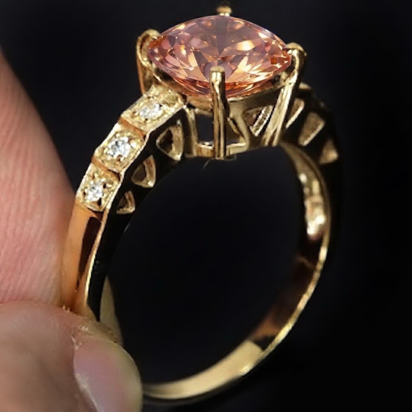 8 mm Natural imperial topaz Ring Silver Sterling Plated gold Size 7 Free Resize