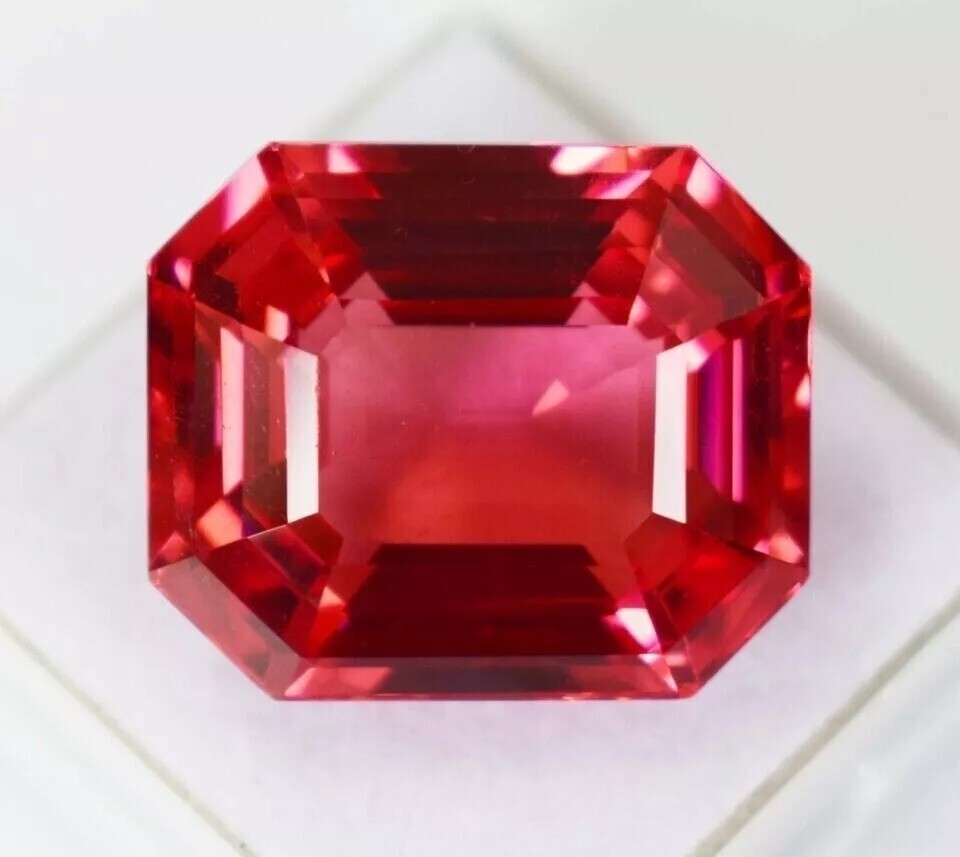 EMERALD CUT CERTIFIED LOOSE GEMSTONE NATURAL PADPARADSCHA SAPPHIRE 50 CT+ BEST