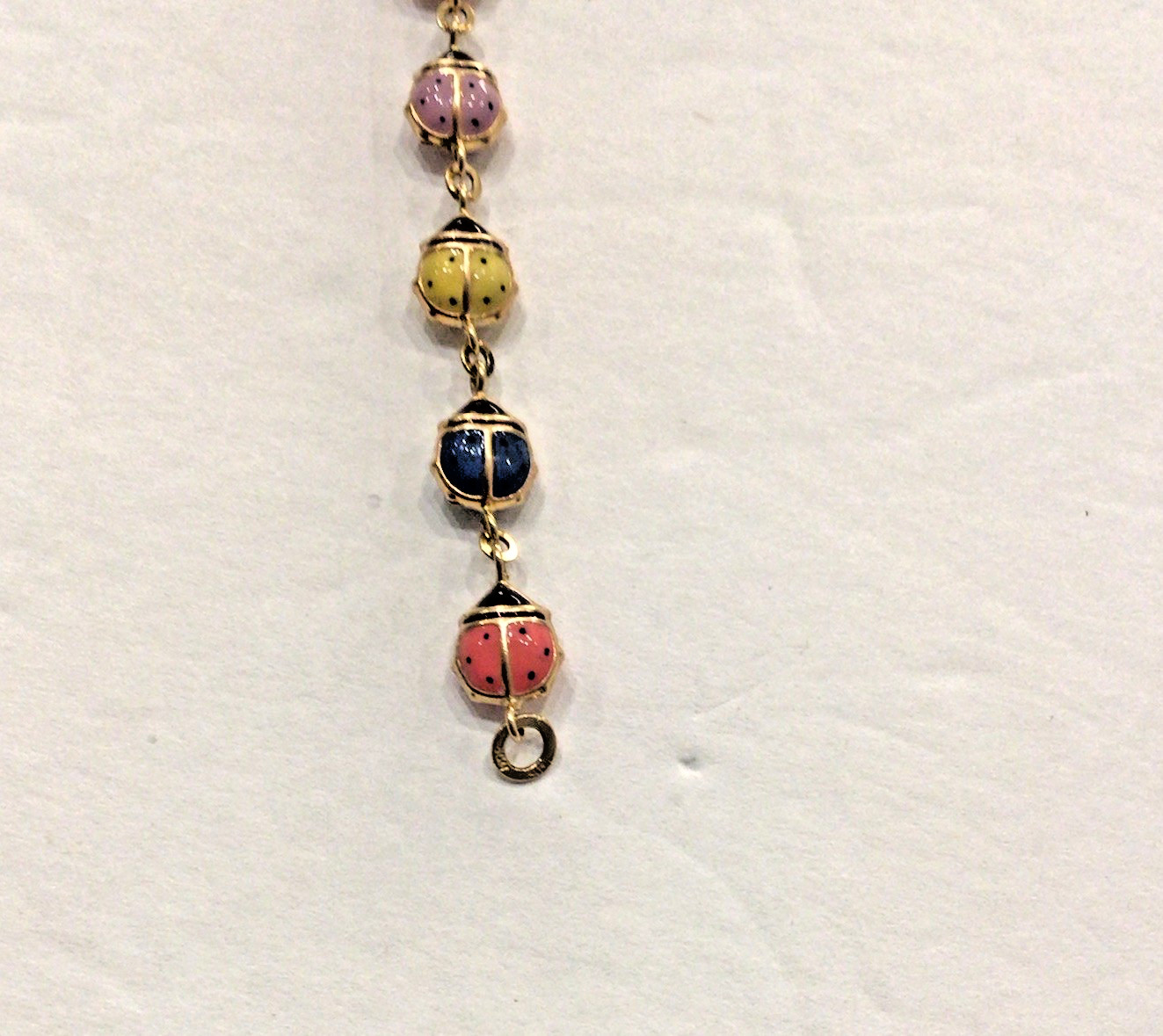 14K Yellow Gold Enamel Ladybug Bracelet 3 Grams 6 3/4 Inches Made in Bolivia NWT