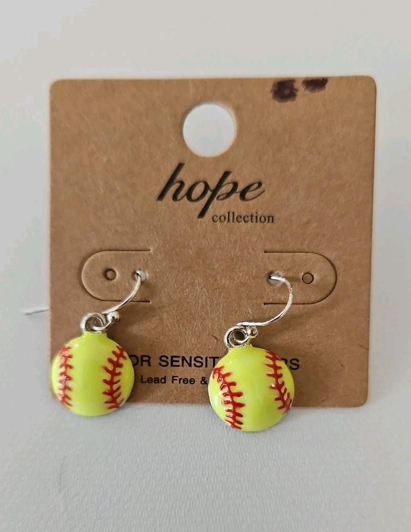 Softball Earrings Hope Collection For Sensitive Ears Lead And Nickel Free