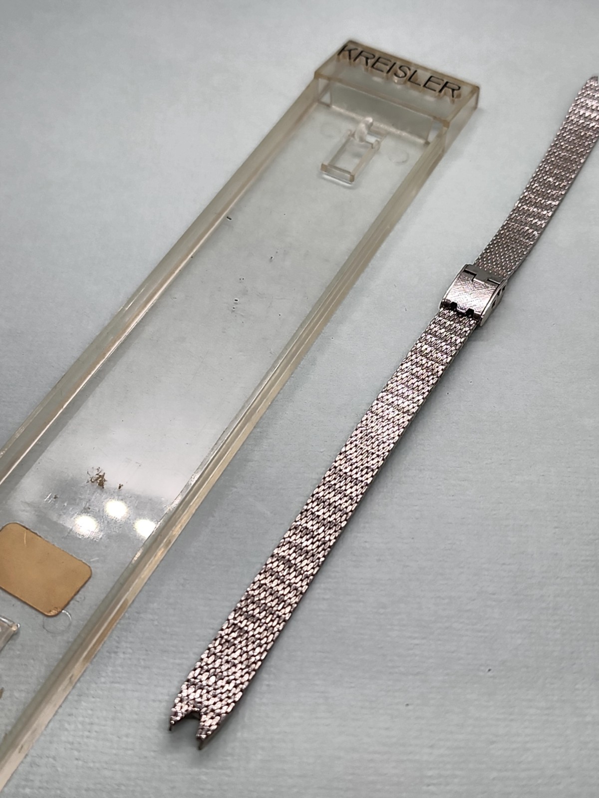 NOS Kreisler USA 10K White GF Sliding Clasp C-Ring Hook End Expansion Watch Band