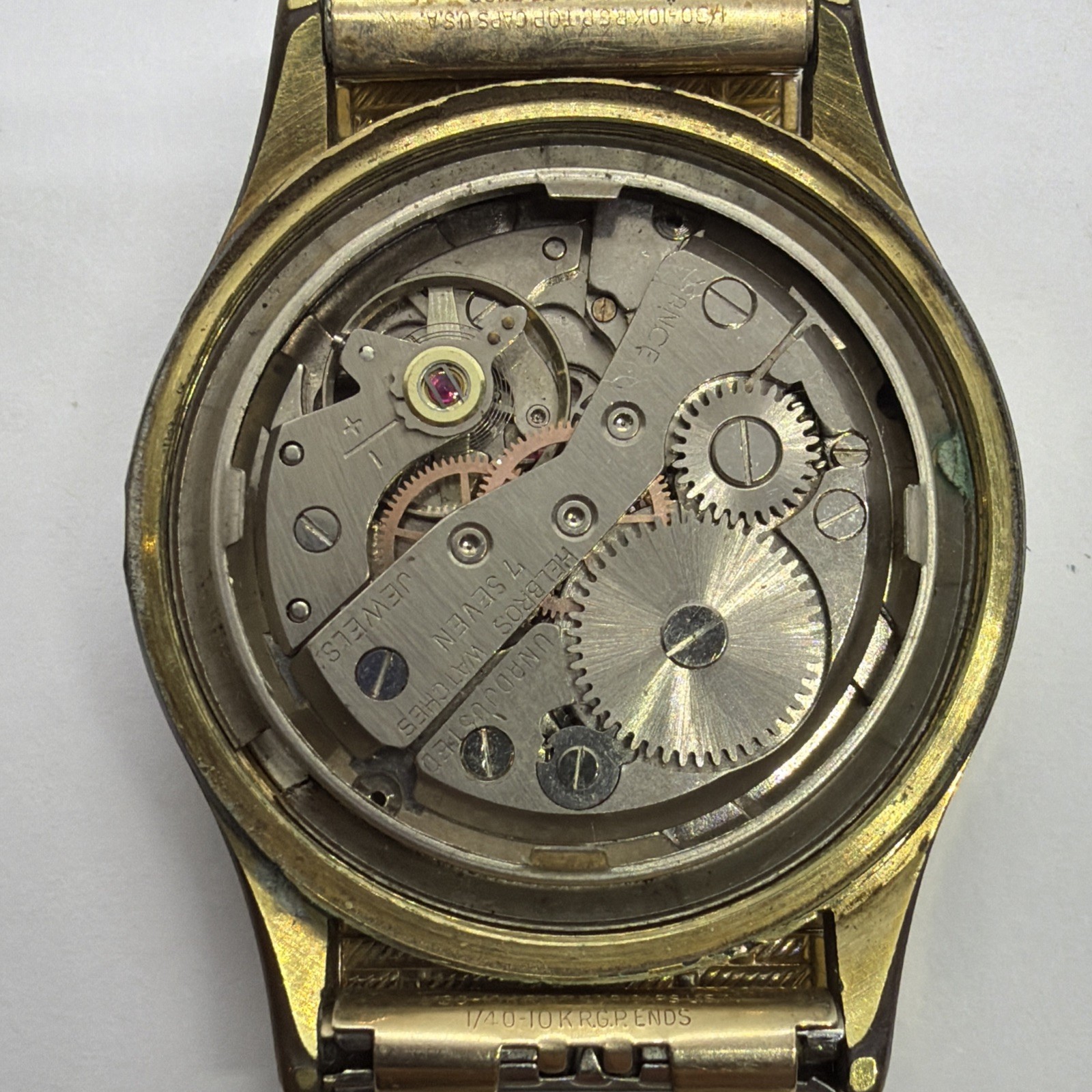 Vintage Helbros Invincible Men’s Parts Watch Speidel 10K RGP Stretch Band (45)