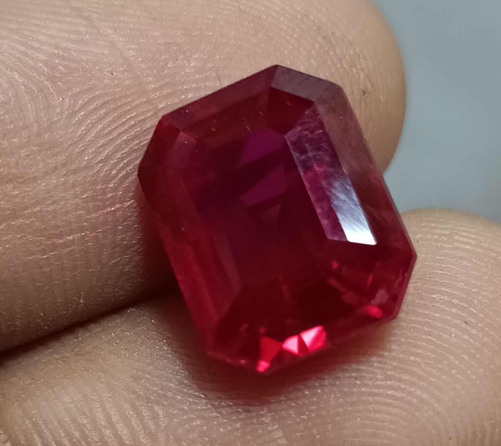 Natural Mozambique Mine Blood Red Ruby 9.00 Ct Emerald Cut Loose Gemstone
