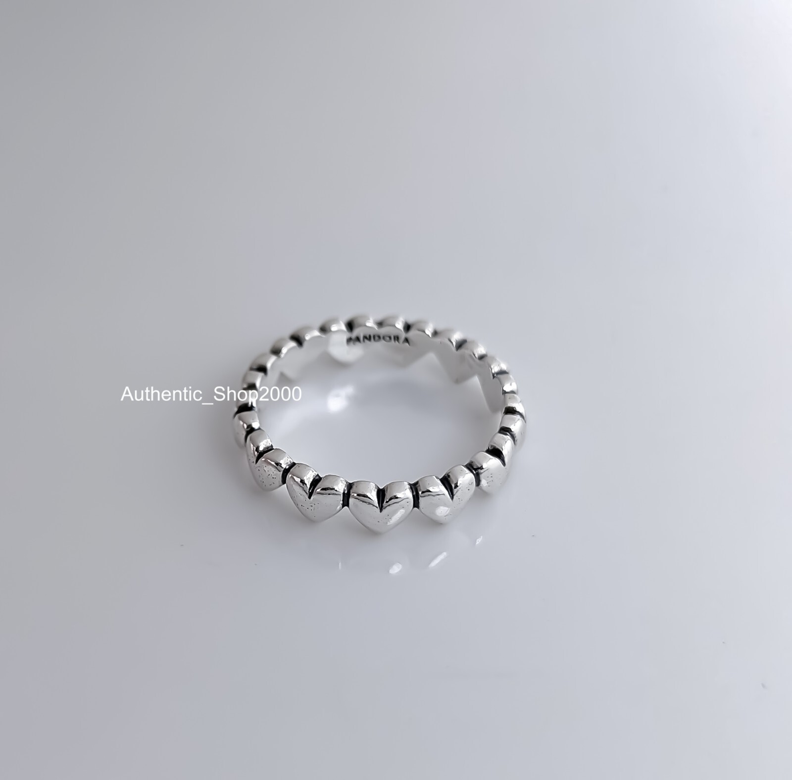 New 100% Authentic PANDORA 925 Ale Silver Be Love Row of Hearts Ring 193427C00