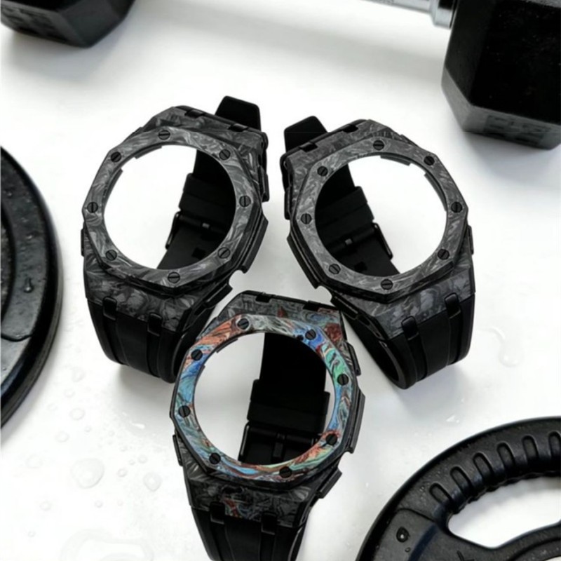 Real Forged Carbon Fiber Mod Kit Case Rubber Band for G-SHOCK GA-2100 2110 Strap