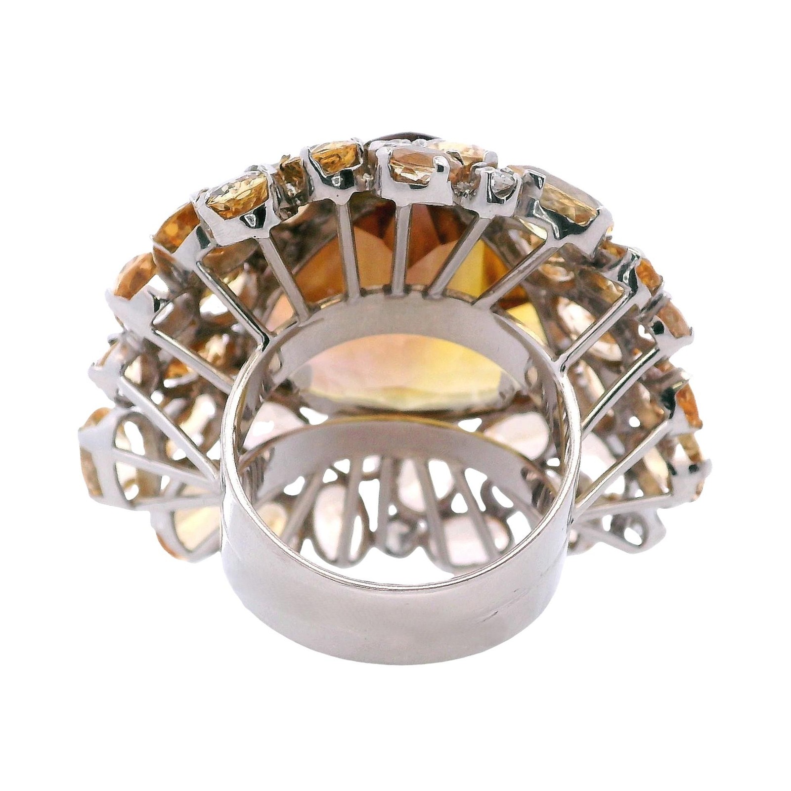 18K White Gold Cocktail Ring with 50.30CTW in Ametrine, Imperial Topaz & Diamond