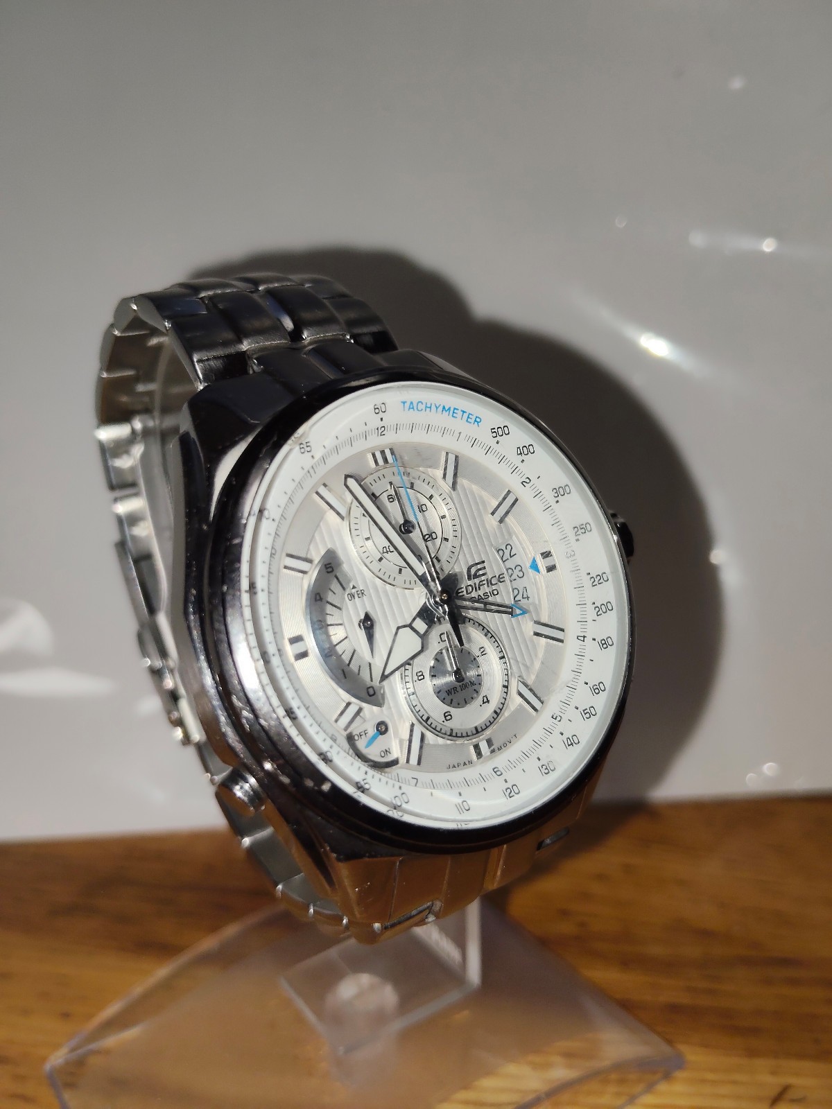 Casio Edifice EFR-501 Chronograph Silver Dial Men’s Watch – New Battery / Tested