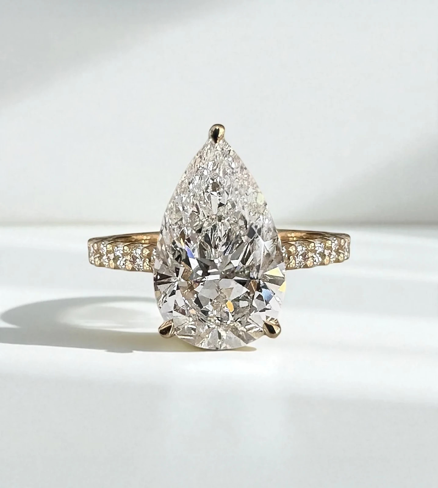 4.50 Ct Pear Cut E/VS Lab Grown Diamond Hidden Halo Wedding Ring 14K Yellow Gold