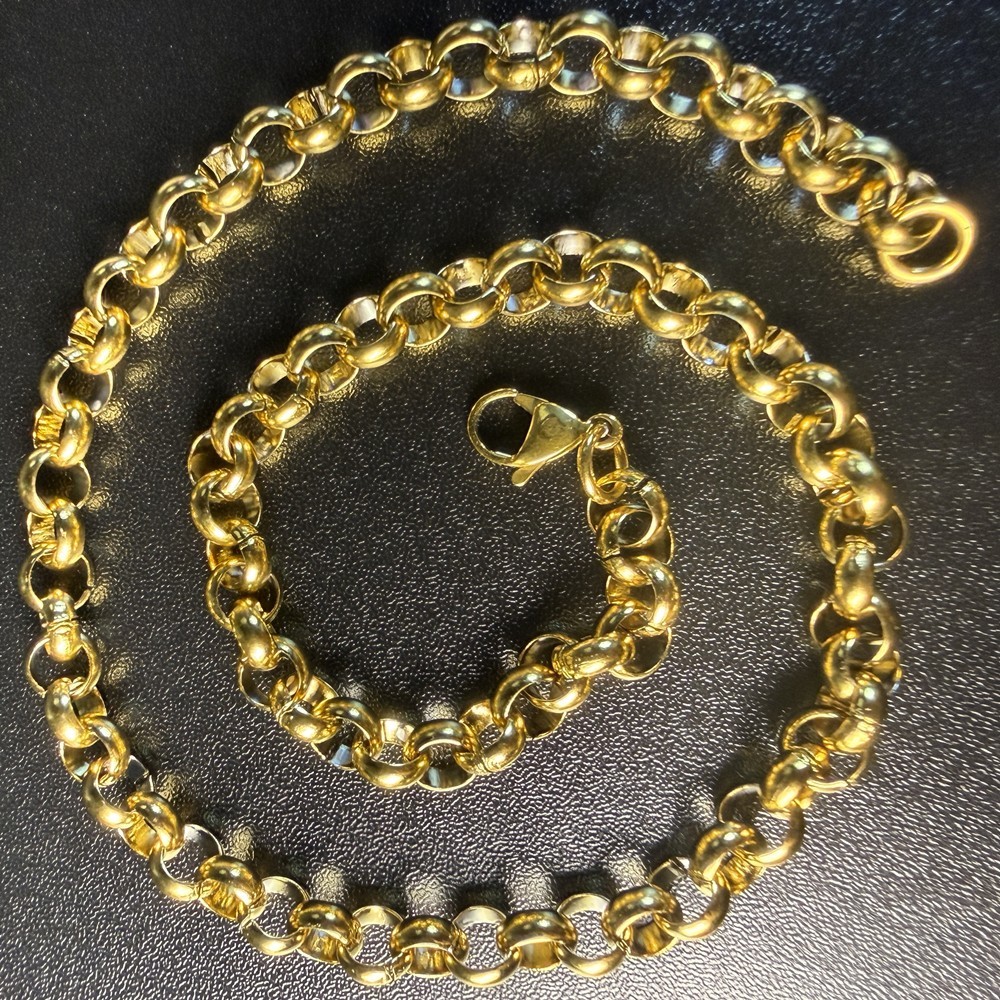 5/6/8mm Men’s Gold Stainless Steel Rolo Oval Link Chain Necklace 16inch-40inch