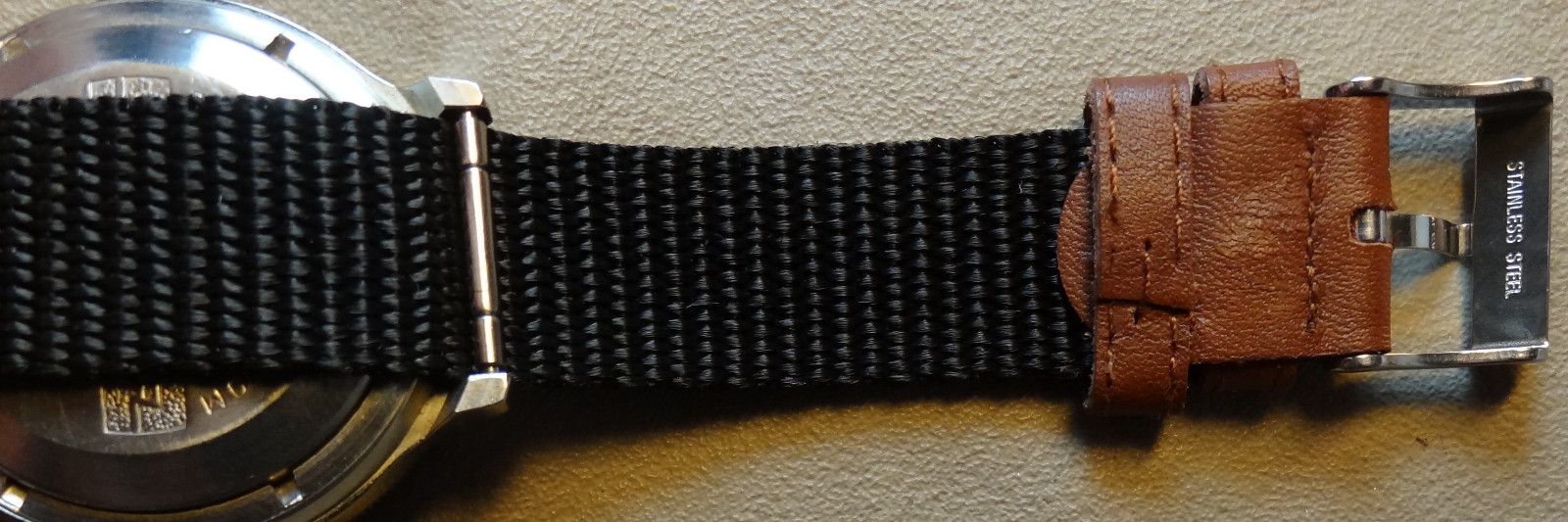 New Mens ONE PIECE Nylon 18mm Timex Expedition Camper Watch Band Black w/Brown