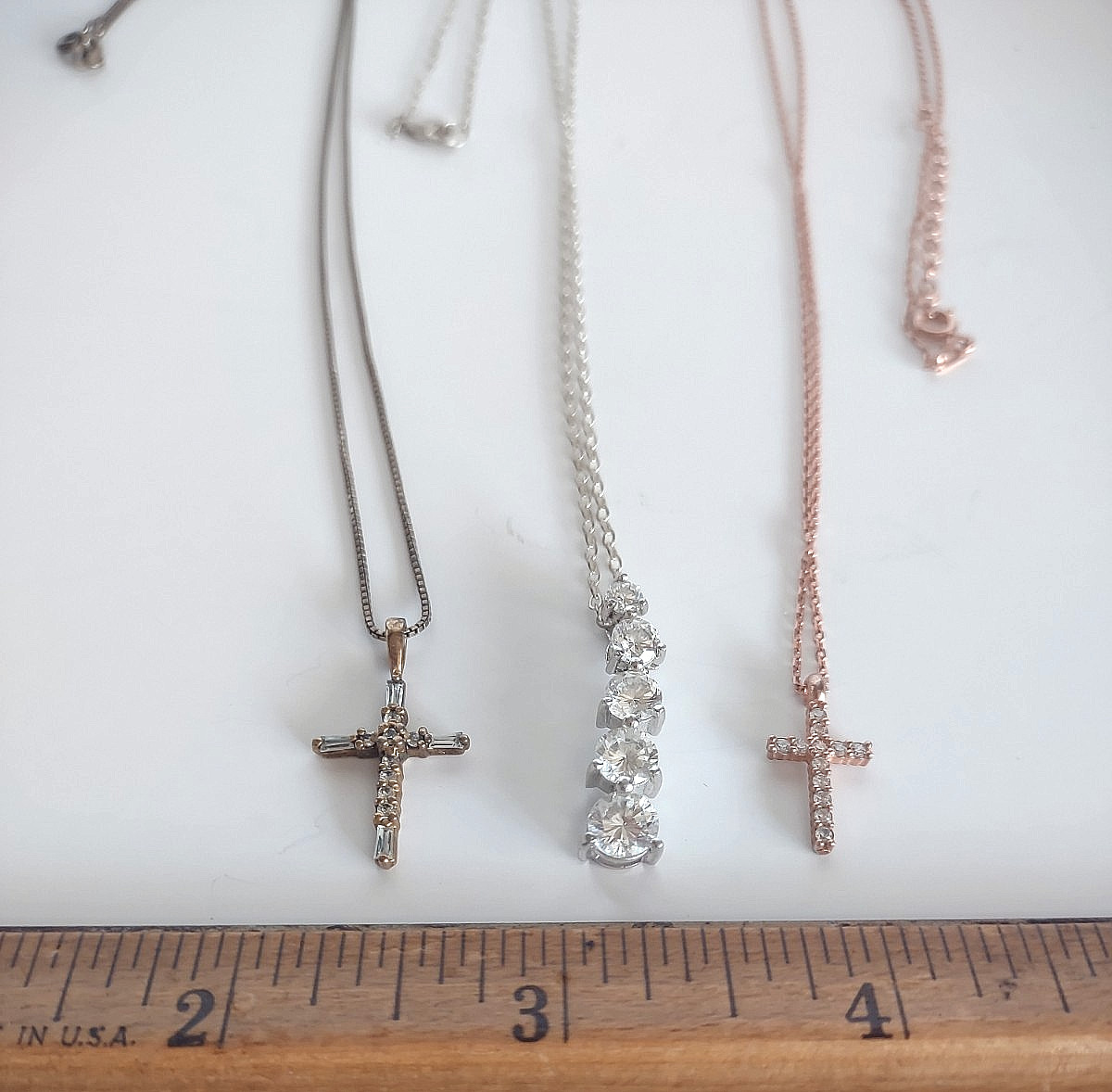 3 Vintage Sterling Silver Pendant Necklaces *2 Crosses *1 Journey *9.2 Grams