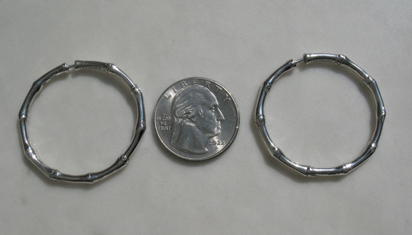 John Hardy Sterling Silver Bamboo Collection Hoop Earrings 1.4″ Drop
