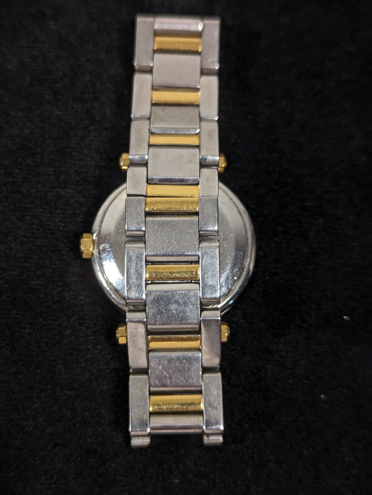 Vintage FUBU 7 Jewels Swiss Date Indicator Two Tone Stainless St Band Watch 6 In