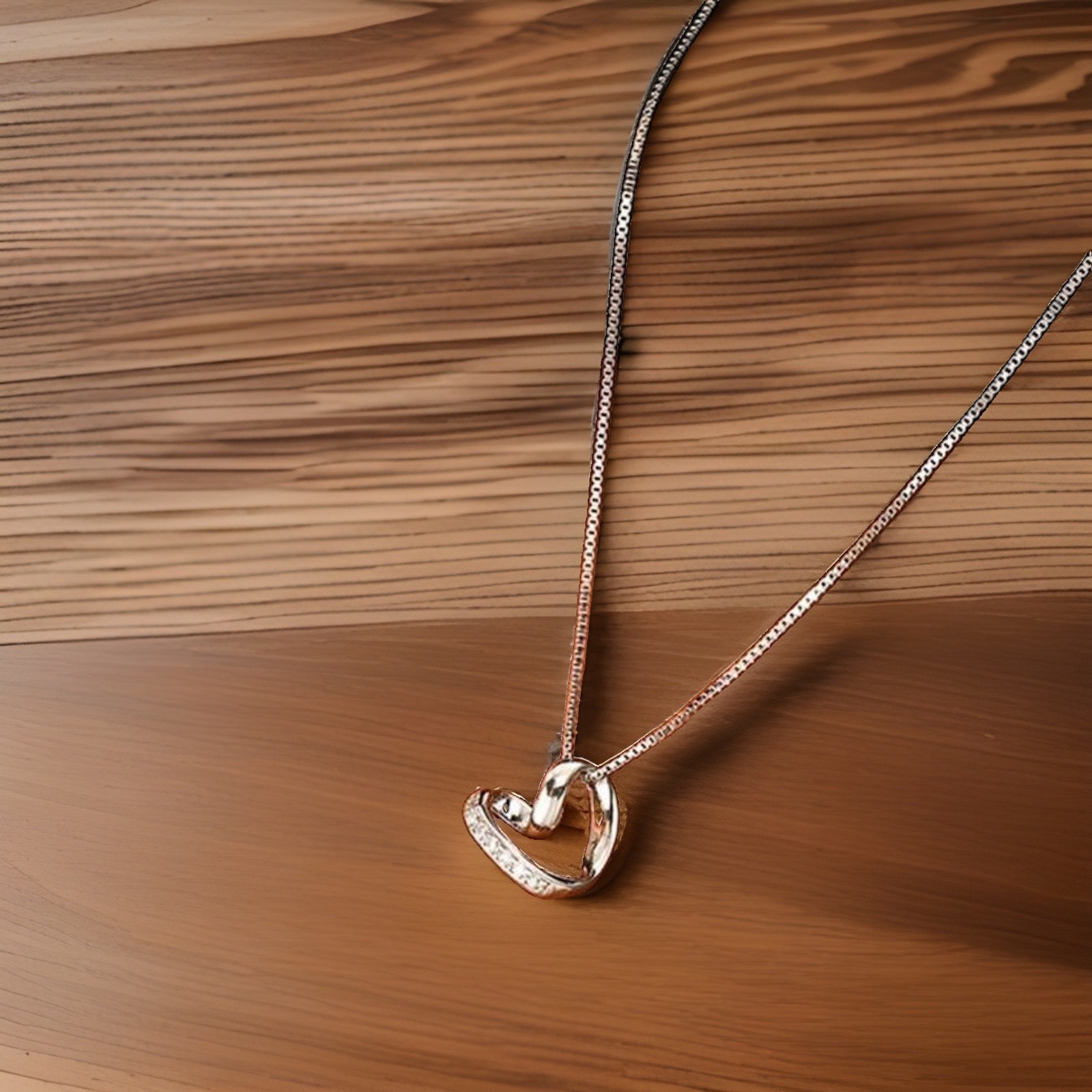 Silver Heart Necklace 925 With CZs