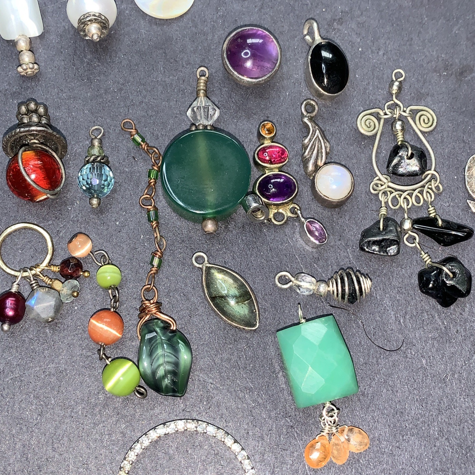 STERLING SILVER 925 Lot Necklace Pendant SS40 Charms Boho Crystal Navajo 42