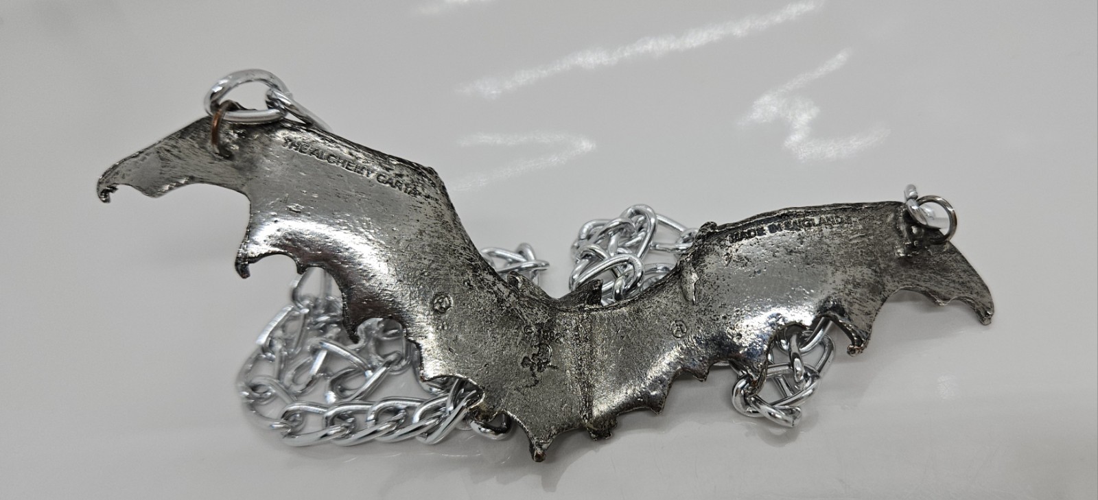 Vintage Bat Pendant Necklace Gothic The Alchemy Carta 1992 England 24″