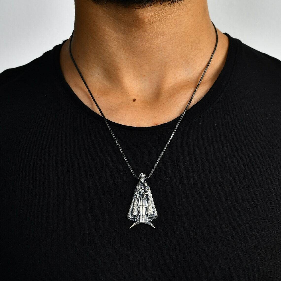 Blessed Virgin Mother Mary Holy Our Lady Religious 925 Silver Neckalce Pendant