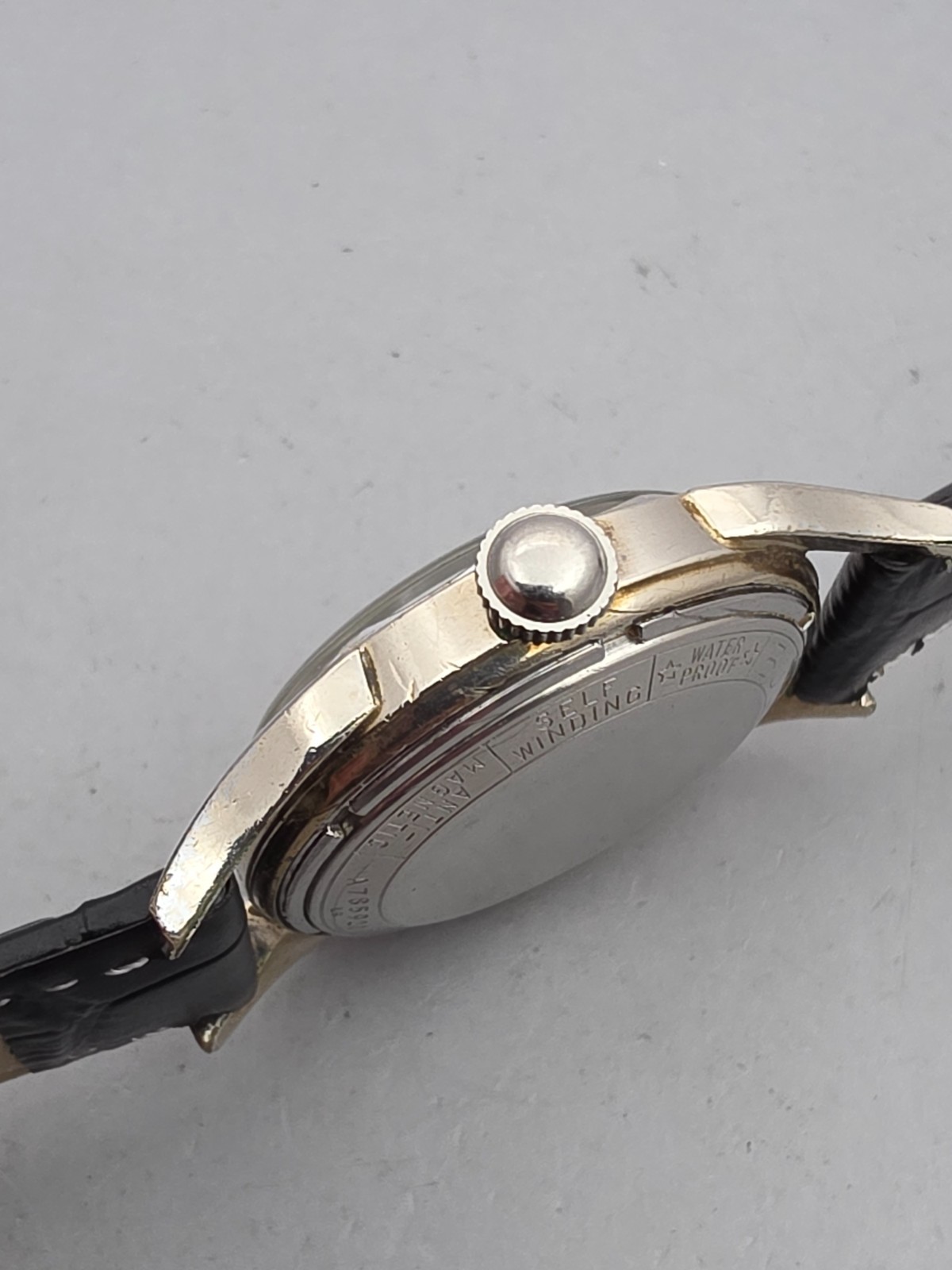 Vintage Bulova 23 “A” Men’s automatic watch 10K RGP Black Sunburst dial 1955
