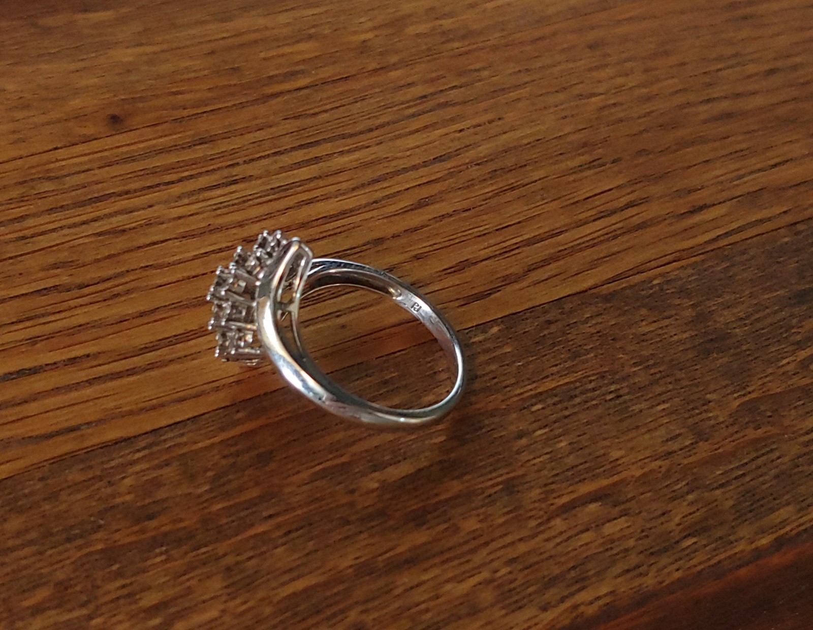 MCM Palladium Silver Diamond Bypass Cluster Ring
