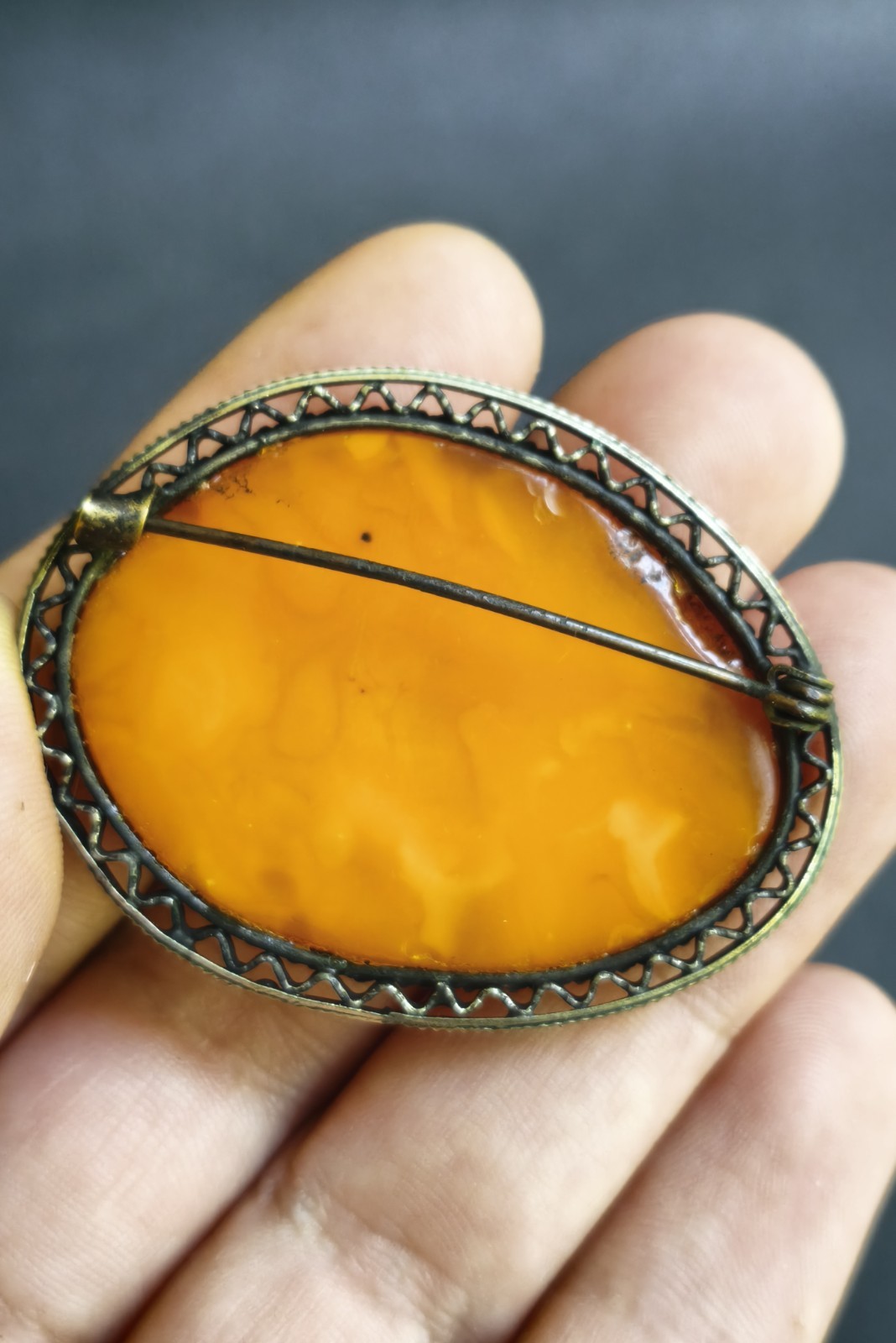 NATURAL OLD ANTIQUE BALTIC AMBER PENDANT Egg Yolk