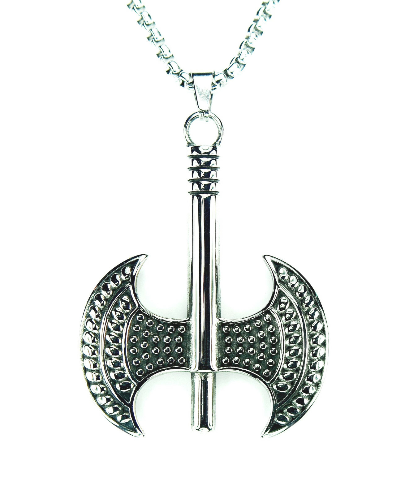 Large Labrys Necklace, Pure Stailess Steel, XL Double Bladed Axe Pendant Womyn n
