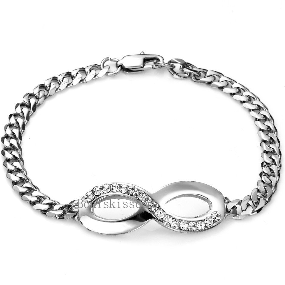 Infinity Symbol Charm Braided Chain Stainless Steel Bangle Bracelet Women’s Gift