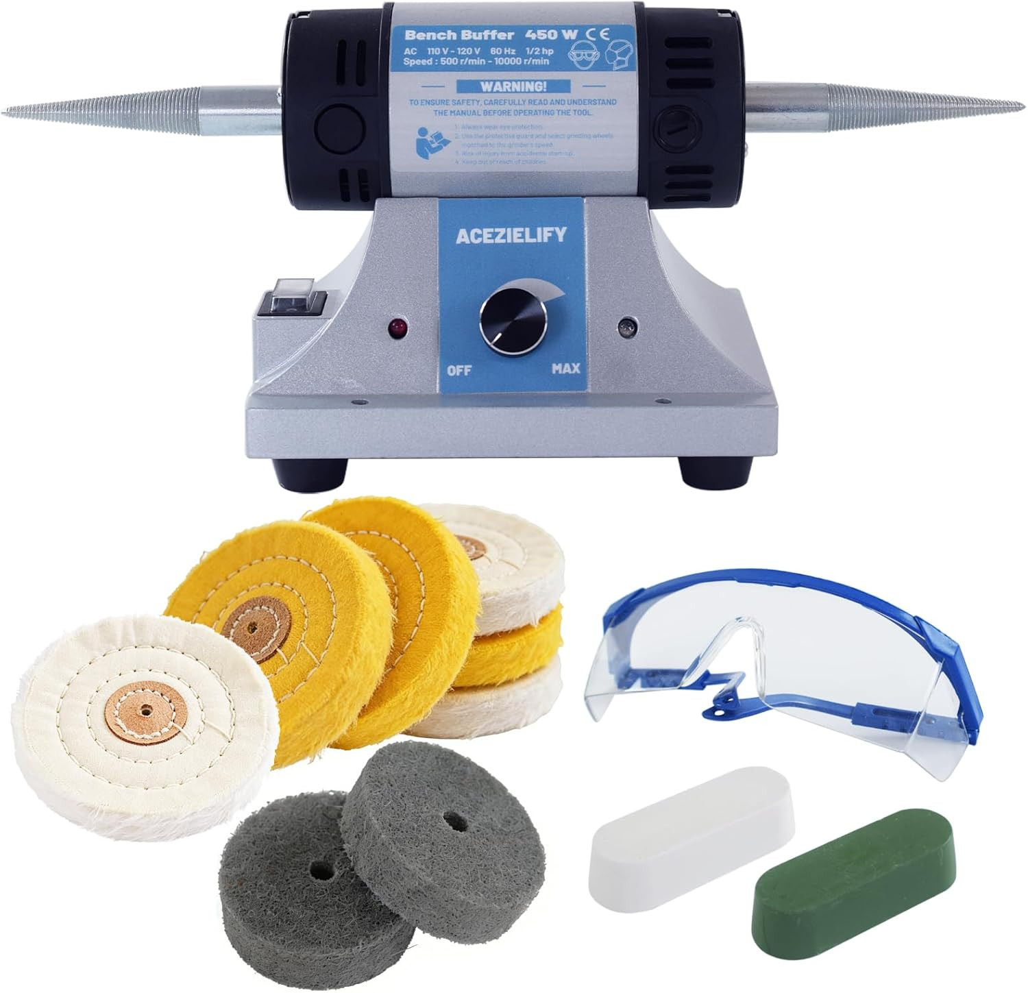 450W Jewelry Polisher, Variable Speed Bench Polishing Machine, Profesional Deskt