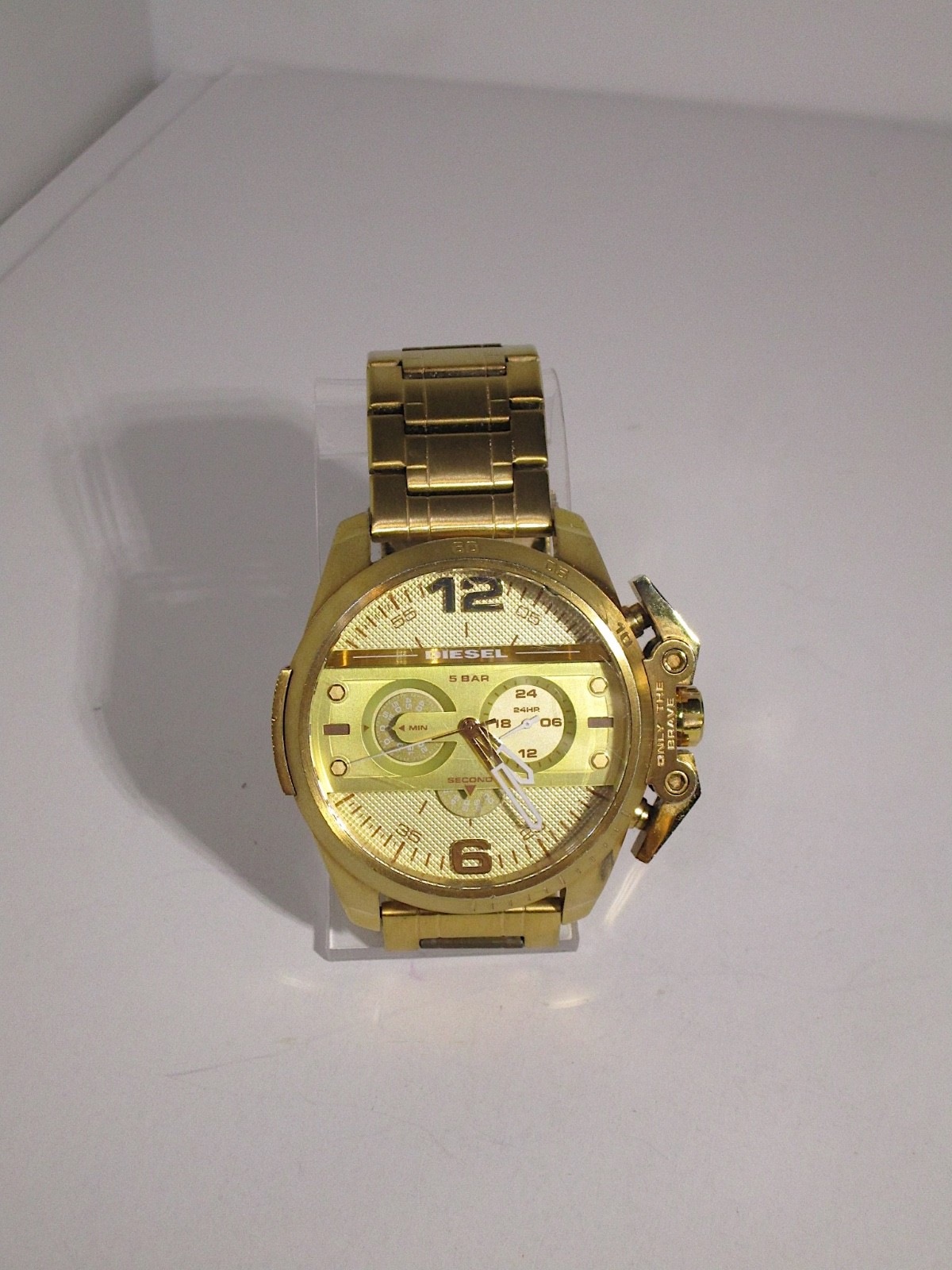 Diesel Ironside Chronograph Gold Dial Mens Watch DZ-4377 Stainless Steel 5 Bar