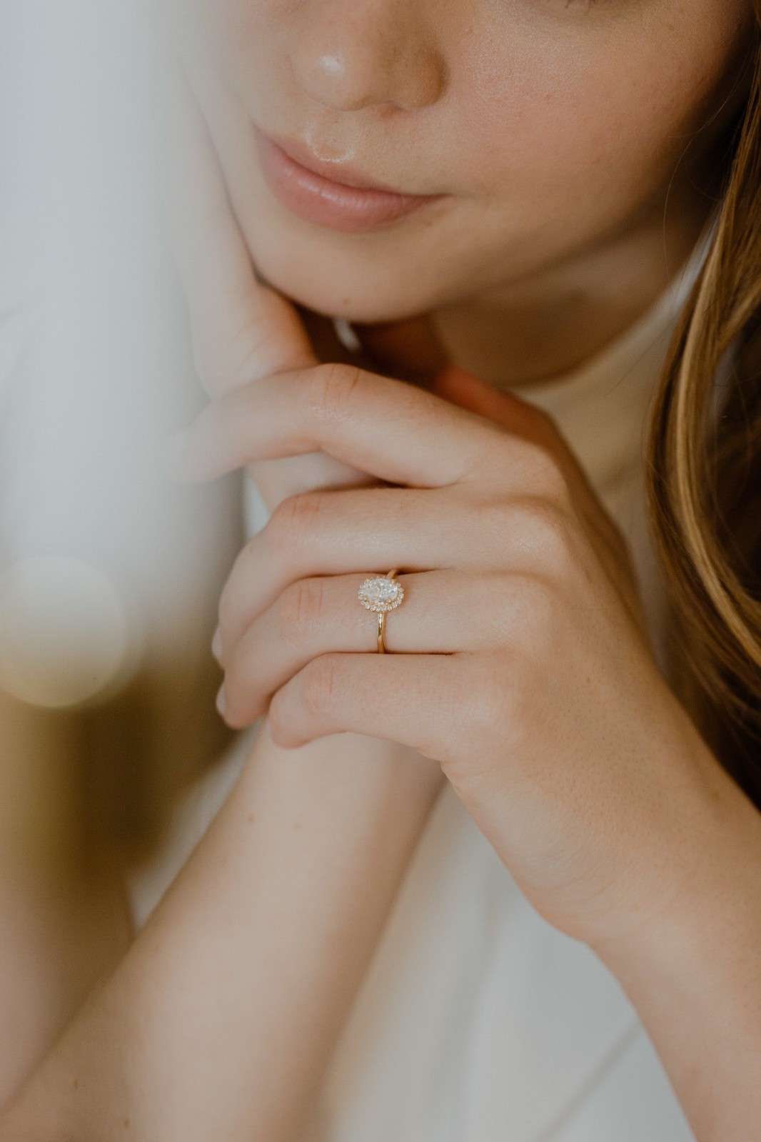 Natural Diamond Oval Halo Engagement Ring 14K Gold Vintage Style Solitaire