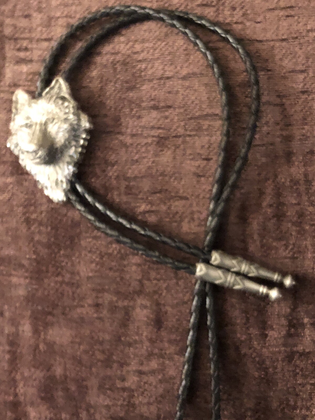 Wolf Head Braided Leather 18” to 20” Necklace Native American