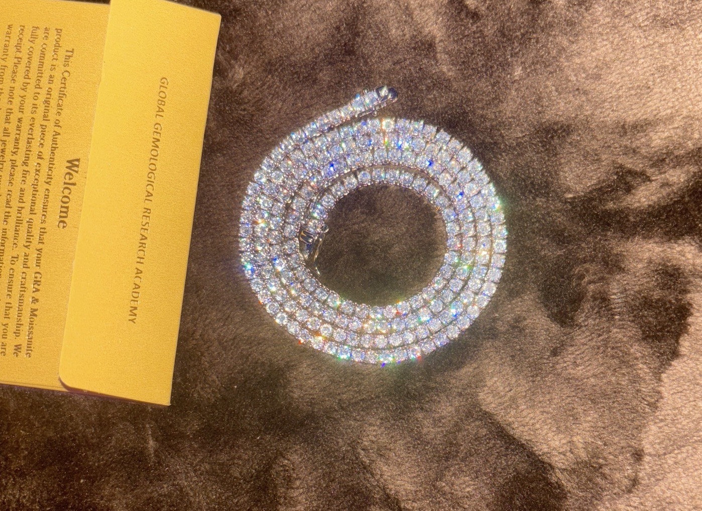 Adamans Moissanite Tennis Chain Necklace VVS1 Silver Very Good Cut White