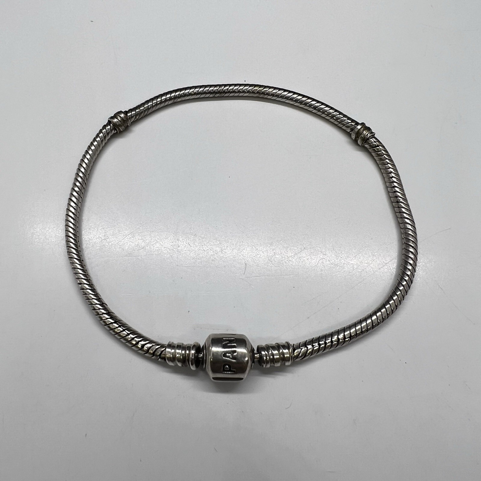 Pandora Sterling Silver Moments 8” Snake Chain Barrel Clasp 590702HV