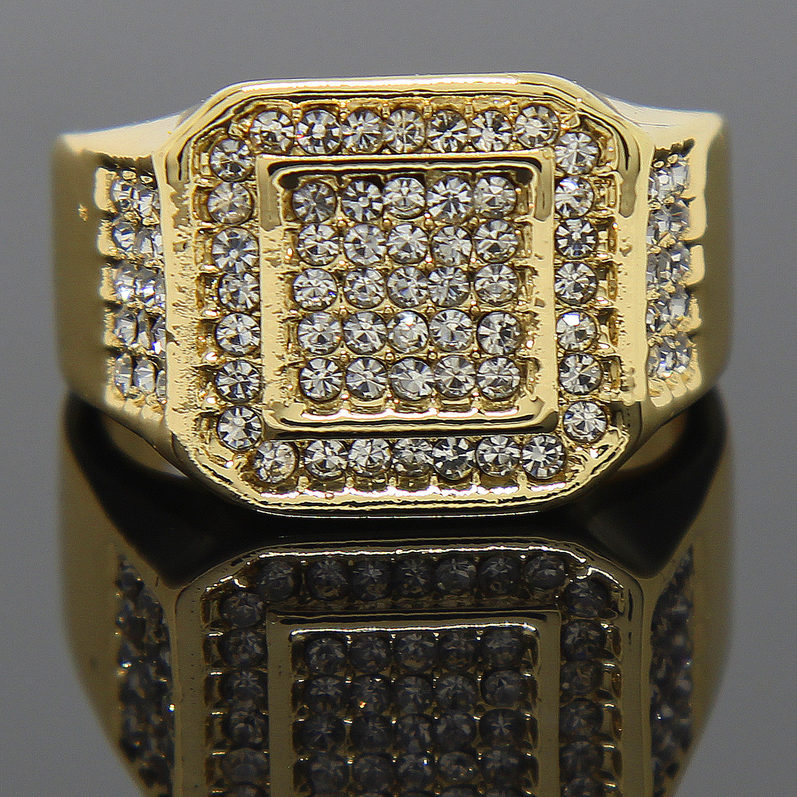 Mens 14K Gold Plated 4 Rings Cubic-Zirconia Bundle(1) Size 7 8 9 10 11 12