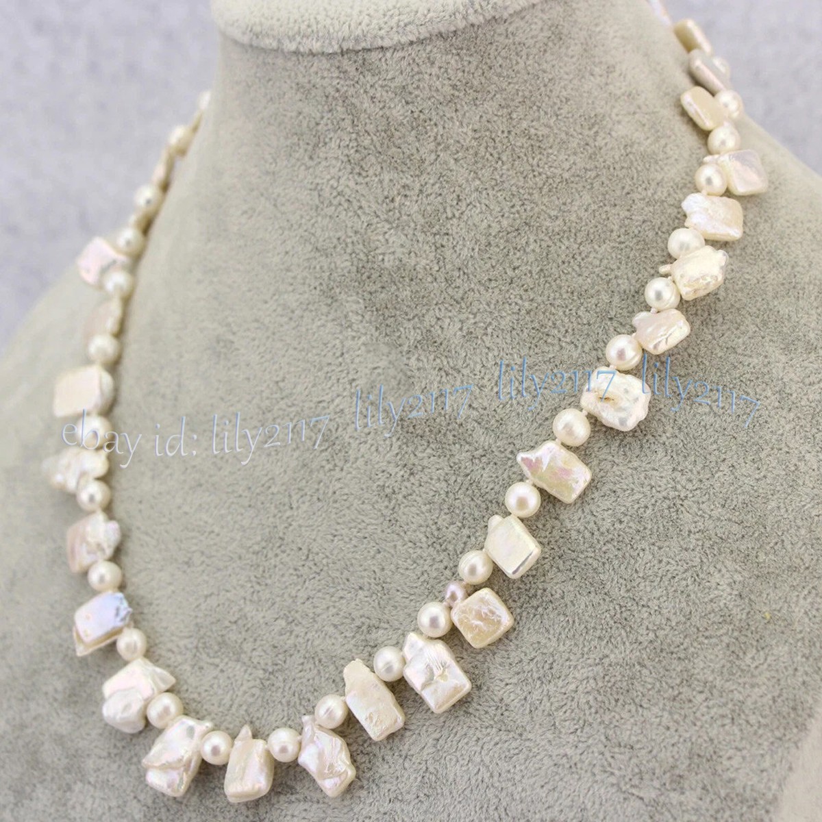 10-18mm Natural Unique Irregular White Freshwater Baroque Pearl Necklace 14-48in