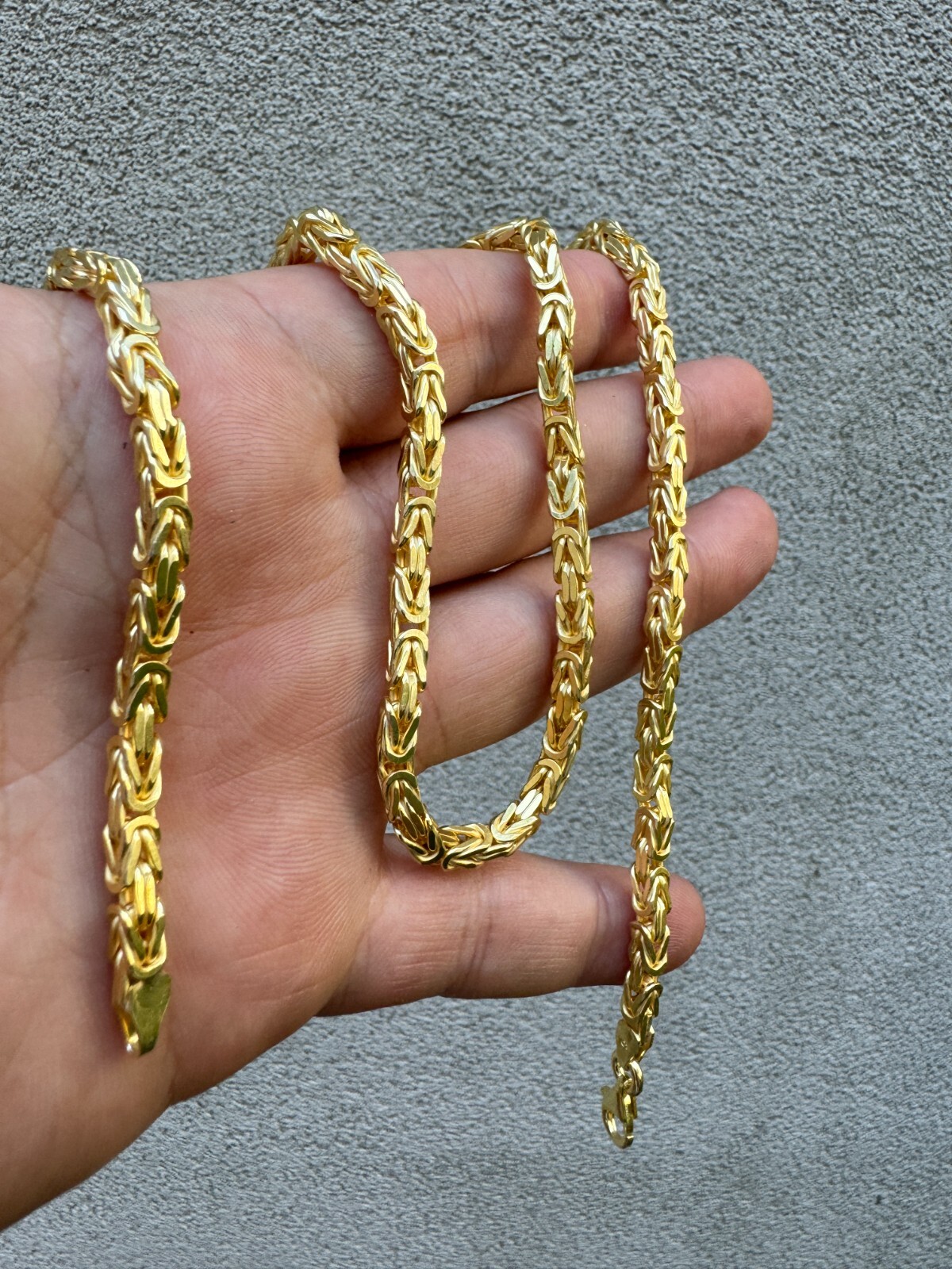 14k Gold Plated 925 Sterling Silver Byzantine Chain Mens Necklace 2.5-5mm 18-30″