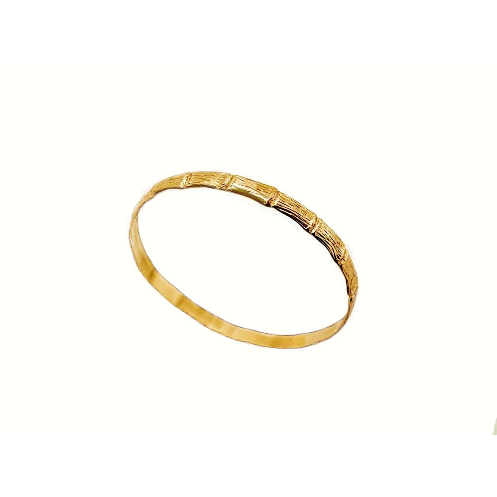 Unisex Kids Bamboo texture Bangles 7″ Crafted Top Gold Filled 1/20 14 karat