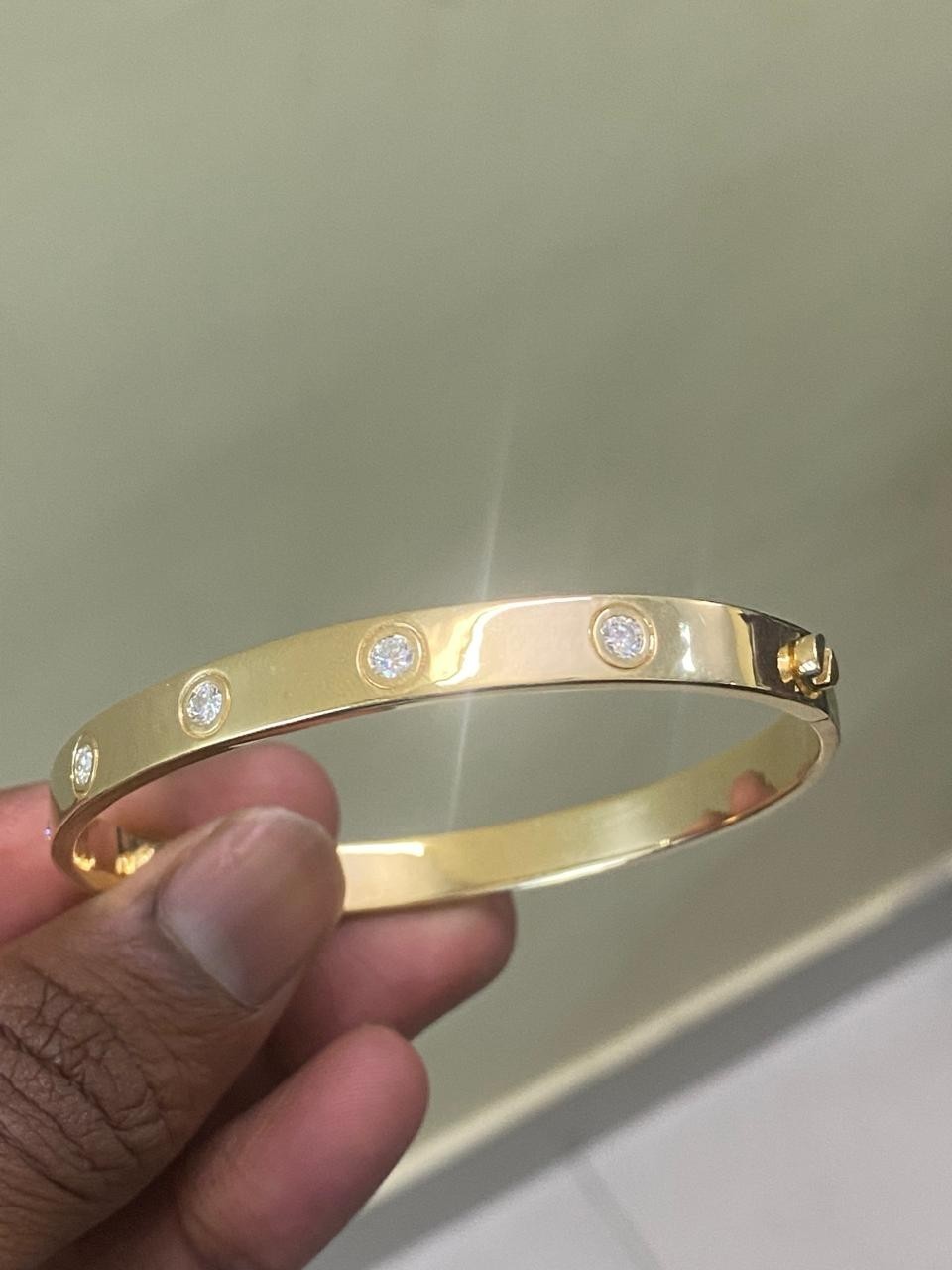 2CTW Round Certified Moissanite Bridal Bangle Bracelet 14K Yellow Gold Plated 7″