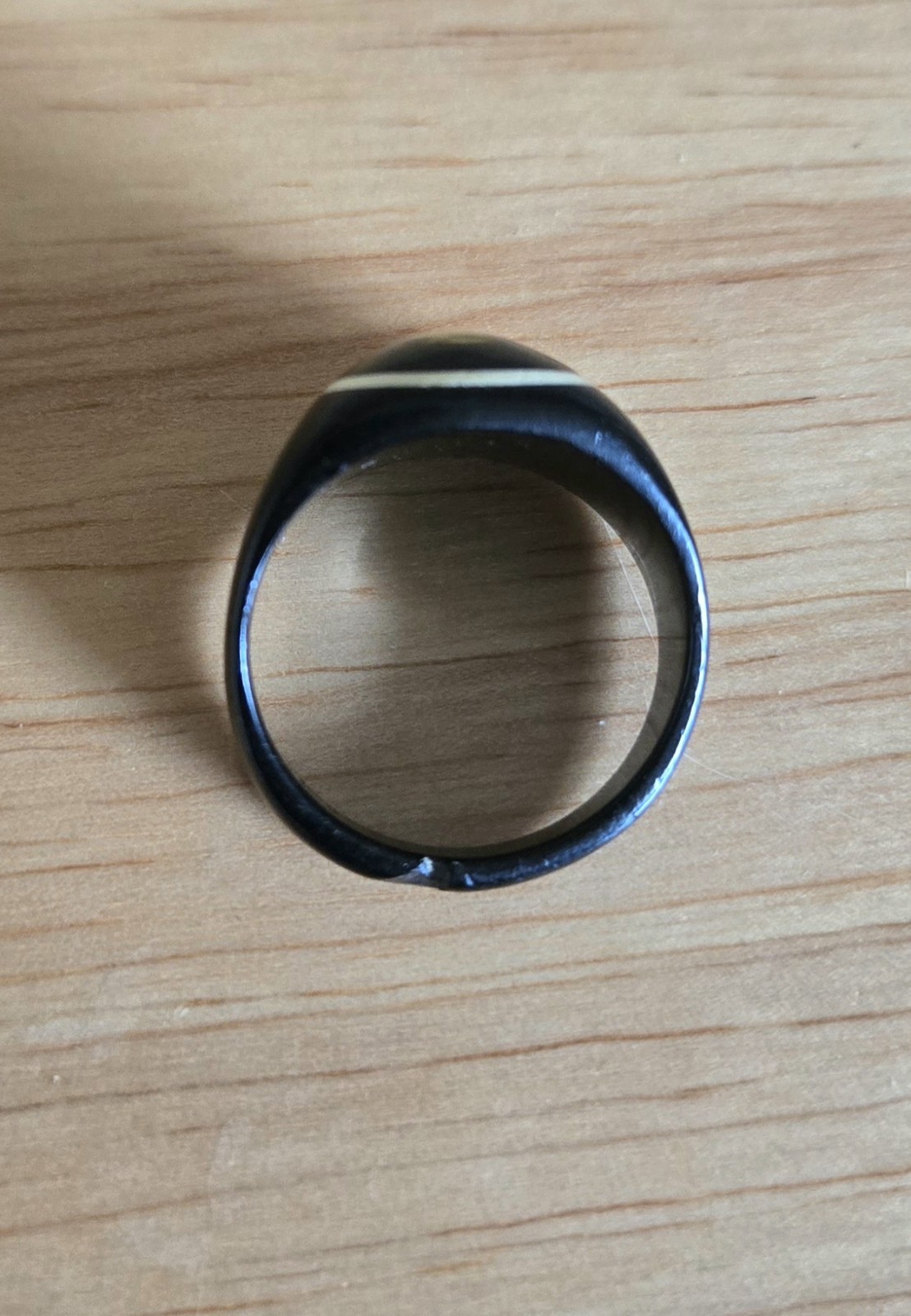 Antique Celluloid Prison Mourning Black Ring Handmade Size 8 or 8.5