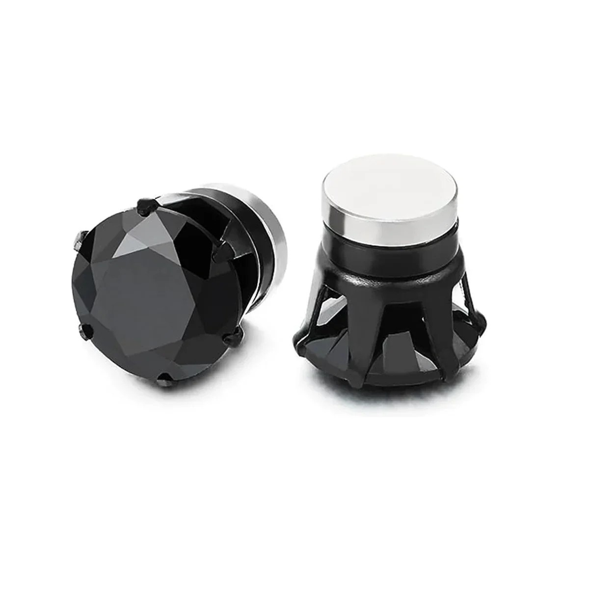Steel Magnetic Stud Earrings 6/ 8MM For Women Men Non-Piercing Clip On Stainless