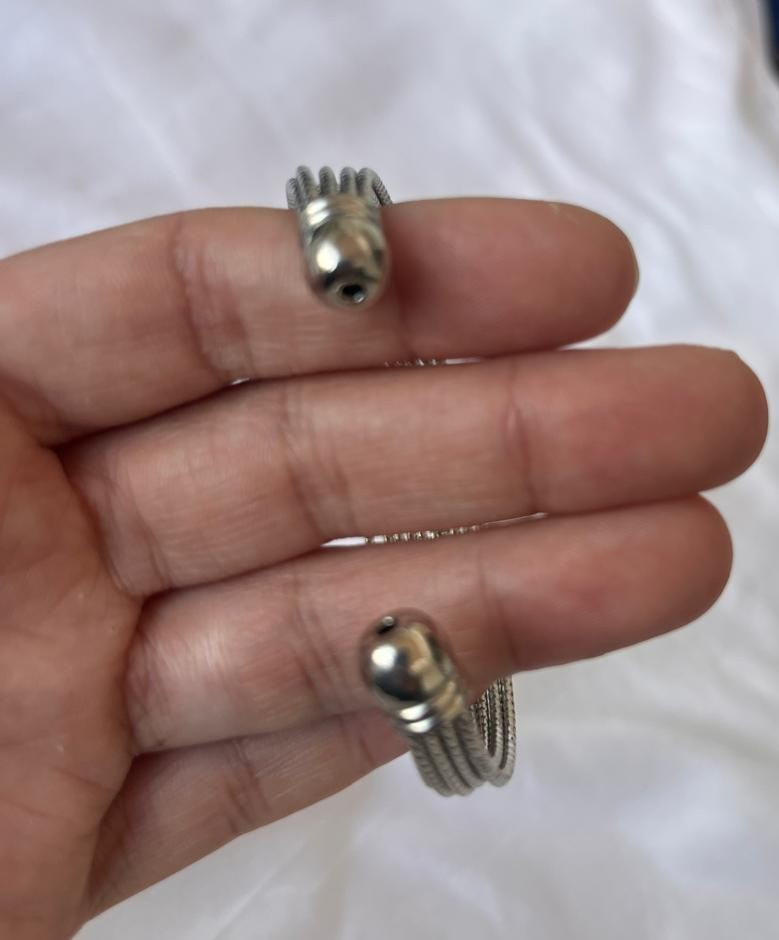 Elegant Silver Tone Multi-Layer Cuff Bracelet Open Bangle Textured Statement Jew